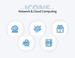 Network And Cloud Computing Blue Icon Pack 5 Icon Design. folder. computing. cloud. technology. cloud vector