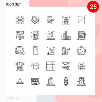 Pack of 25 Modern Lines Signs and Symbols for Web Print Media such as education business configuration robot dialogue Editable Vector Design Elements