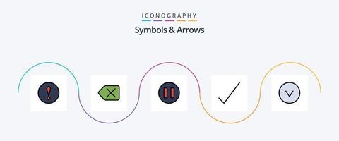 Symbols and Arrows Line Filled Flat 5 Icon Pack Including . check. circle vector