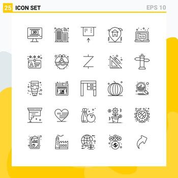 Set of 25 Modern UI Icons Symbols Signs for marketing code credit card application house Editable Vector Design Elements