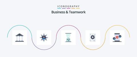 paquete de iconos planos de 5 negocios y trabajo en equipo que incluye creatividad. colectivo. negocio. hora vector