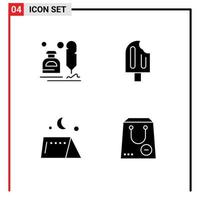 Mobile Interface Solid Glyph Set of 4 Pictograms of ink ice cream letter cold outdoor Editable Vector Design Elements