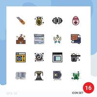 16 iconos creativos, signos y símbolos modernos de educación en rack, construcción de mancuernas, huevo de pascua, elementos de diseño de vectores creativos editables