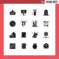 16 User Interface Solid Glyph Pack of modern Signs and Symbols of seo options advertisment plant technology Editable Vector Design Elements