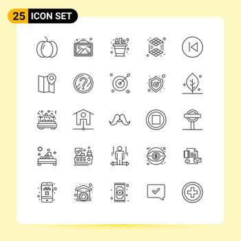 paquete de 25 líneas creativas de flecha izquierda capa negocio impresión pot elementos de diseño vectorial editables vector