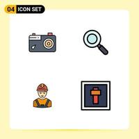 4 Creative Icons Modern Signs and Symbols of camera avatar photo find supervisor Editable Vector Design Elements