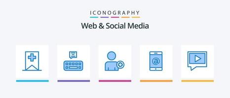 Web And Social Media Blue 5 Icon Pack Including . man. mail. video. Creative Icons Design vector