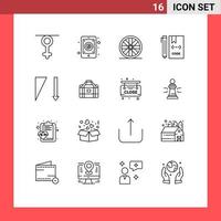 Group of 16 Outlines Signs and Symbols for sort file mobile development coding Editable Vector Design Elements