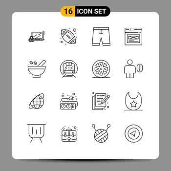 16 Universal Outline Signs Symbols of design web accessories page shorts Editable Vector Design Elements