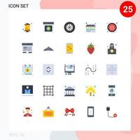 Mobile Interface Flat Color Set of 25 Pictograms of call switch tire power date Editable Vector Design Elements