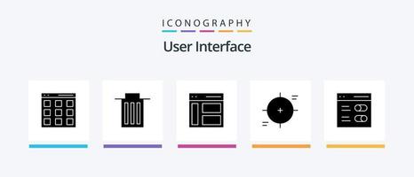 paquete de iconos de glifo 5 de interfaz de usuario que incluye retícula. punto de mira usuario. usuario. izquierda. diseño de iconos creativos vector