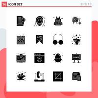 Pictogram Set of 16 Simple Solid Glyphs of photo education monster board mouse Editable Vector Design Elements