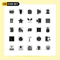 Universal Icon Symbols Group of 25 Modern Solid Glyphs of hat play glass game insert coin Editable Vector Design Elements