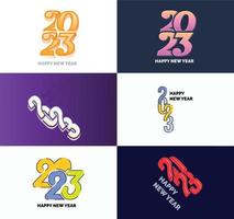 Big Collection of 2023 Happy New Year symbols Cover of business diary for 2023 with wishes vector