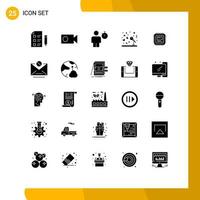 Pictogram Set of 25 Simple Solid Glyphs of cpu music avatar microphone timer Editable Vector Design Elements