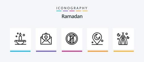 Ramadan Line 5 Icon Pack Including religion. islam. ramadan. cup. lamp. Creative Icons Design vector