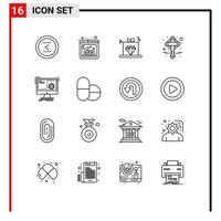 Pictogram Set of 16 Simple Outlines of command irish chart ireland rate Editable Vector Design Elements