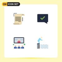 Group of 4 Modern Flat Icons Set for document call paper chat approve meeting Editable Vector Design Elements