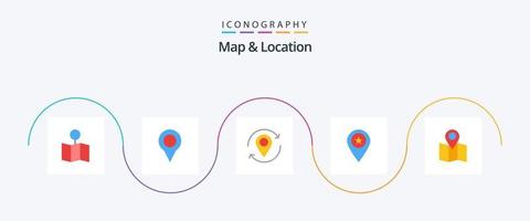 Map and Location Flat 5 Icon Pack Including pin. map. arrow. location. pin vector