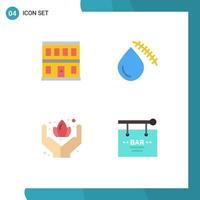 Editable Vector Line Pack of 4 Simple Flat Icons of construction hand building cut sauna Editable Vector Design Elements