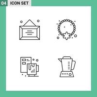 Line Pack of 4 Universal Symbols of business creative office necklace coffee Editable Vector Design Elements