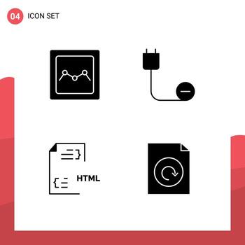 grupo de signos y símbolos de glifos sólidos para análisis desarrollar elementos de diseño de vectores editables de archivos de hardware de computadoras