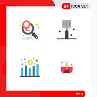 4 Thematic Vector Flat Icons and Editable Symbols of marketing campaign profit drink kitchen candle Editable Vector Design Elements