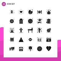 Solid Glyph Pack of 25 Universal Symbols of green chemistry chemistry nature couple food Editable Vector Design Elements