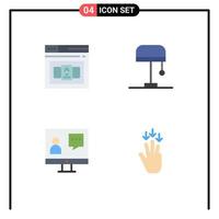 conjunto de pictogramas de 4 iconos planos simples de elementos de diseño de vector editables de servicio de luz html de cliente comercial