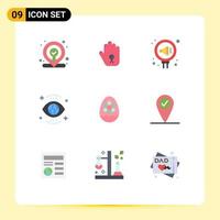 Universal Icon Symbols Group of 9 Modern Flat Colors of egg view pr search eye Editable Vector Design Elements