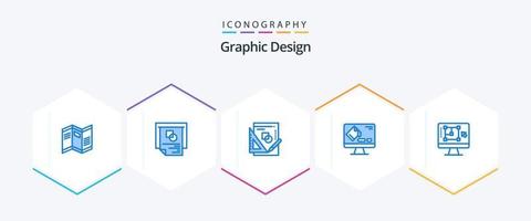 Graphic Design 25 Blue icon pack including decrease. screen. book. format. color vector