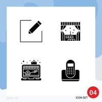 Stock Vector Icon Pack of 4 Line Signs and Symbols for compose laptop building app communication Editable Vector Design Elements