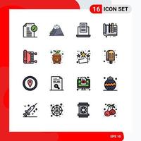 16 User Interface Flat Color Filled Line Pack of modern Signs and Symbols of tools education sun design text Editable Creative Vector Design Elements