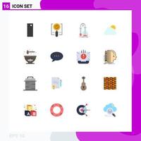 16 Creative Icons Modern Signs and Symbols of bowl sun testing cloud science Editable Pack of Creative Vector Design Elements