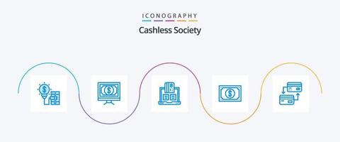 paquete de iconos azul 5 de la sociedad sin efectivo que incluye el pago. moneda. dinero. pago. financiero vector