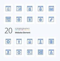 20 Website Element Blue Color icon Pack like document archive page loading download vector