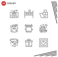 Pictogram Set of 9 Simple Outlines of claus santa box claus ship Editable Vector Design Elements