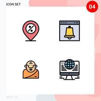 4 Creative Icons Modern Signs and Symbols of ecommerce page percentage alert greek Editable Vector Design Elements
