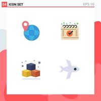 4 Thematic Vector Flat Icons and Editable Symbols of global plane appointment box Editable Vector Design Elements