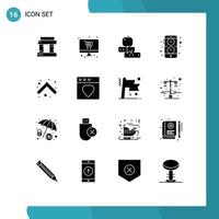 Pictogram Set of 16 Simple Solid Glyphs of arrows watch knowledge mobile app Editable Vector Design Elements