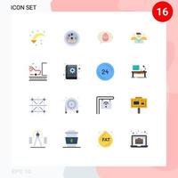 Pack of 16 Modern Flat Colors Signs and Symbols for Web Print Media such as navigation gang chat friendzone staff Editable Pack of Creative Vector Design Elements