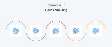 paquete de iconos azul 5 de computación en la nube que incluye edición. alojamiento rápido. engranaje. nube vector