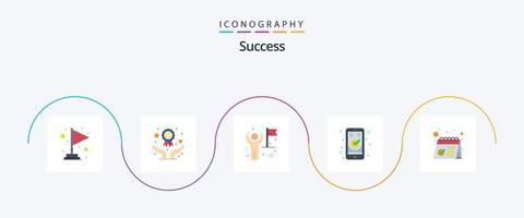 paquete de iconos de éxito plano 5 que incluye móvil. electrónica. negocio. dispositivo. bandera ganadora vector