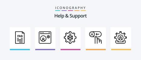 paquete de iconos de línea 5 de ayuda y soporte que incluye correo electrónico. comunicación. ayudar. apoyo. expediente. diseño de iconos creativos vector