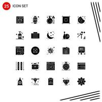 Group of 25 Solid Glyphs Signs and Symbols for cookie web smart watch page study Editable Vector Design Elements