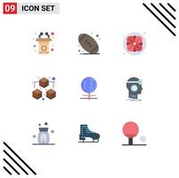 Pictogram Set of 9 Simple Flat Colors of vr browser sauna internet sharing Editable Vector Design Elements