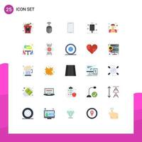 Editable Vector Line Pack of 25 Simple Flat Colors of man equipment mobile electronic devices Editable Vector Design Elements