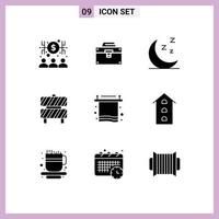 Set of 9 Modern UI Icons Symbols Signs for interior working area toolkit fence barrier Editable Vector Design Elements