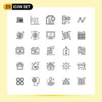 Set of 25 Modern UI Icons Symbols Signs for video camera camera finance camcorder notice Editable Vector Design Elements