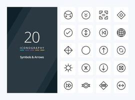 20 Symbols  Arrows Outline icon for presentation vector